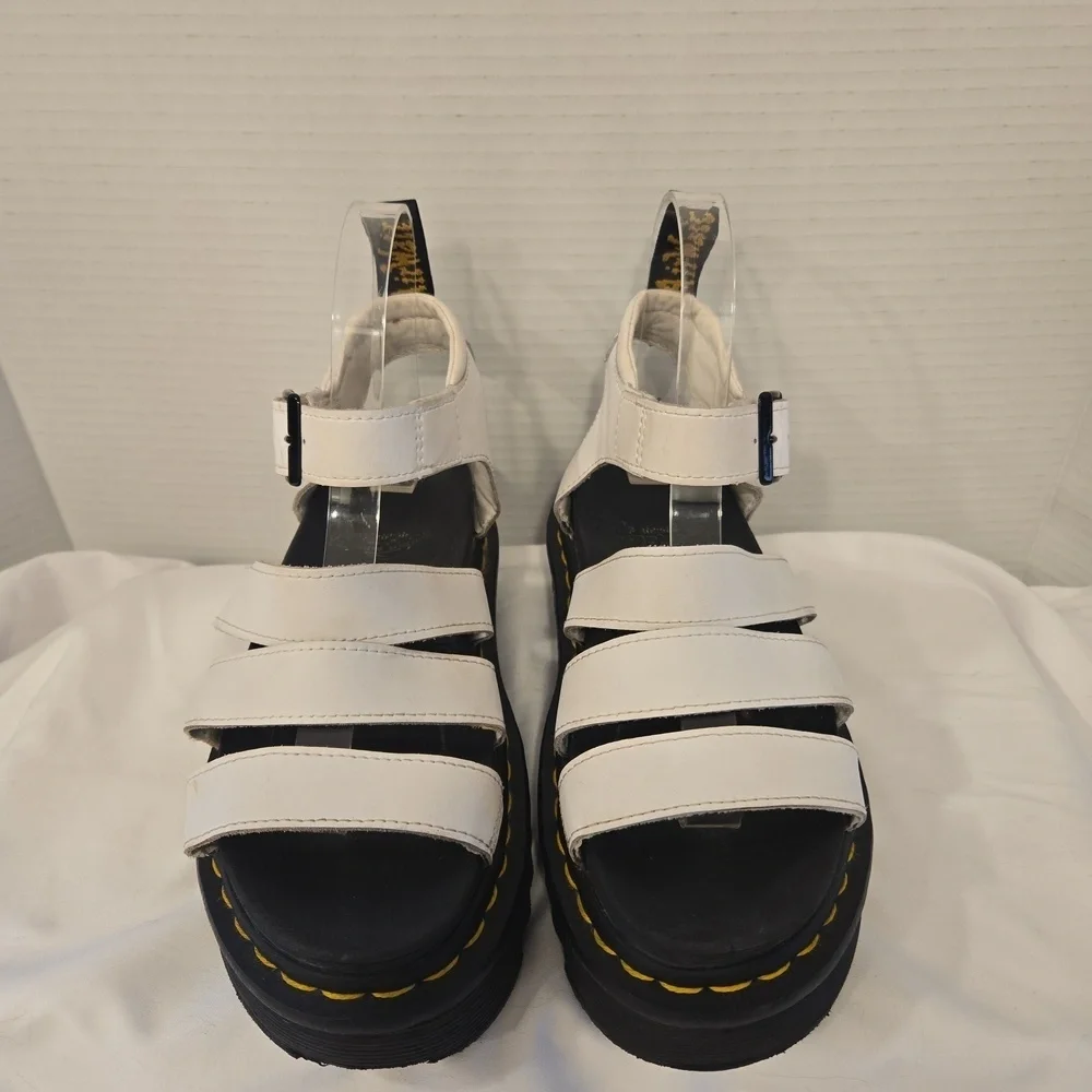 Dr. Martens Blaire Athena Leather Strap Platform Sandal White Size 6